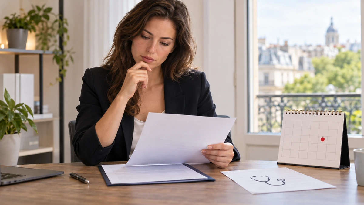 Salarié vérifiant ses droits lors d’un arrêt maladie en fin de contrat